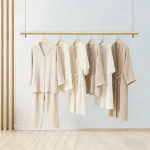 Adjustable Height Ceiling Mounted Hanging Clothing Rack, Heavy Duty 66 lbs Load, Gold & Silver Metal Garment Display Rack for Retail Shop Home Laundry Room Closet Organizer