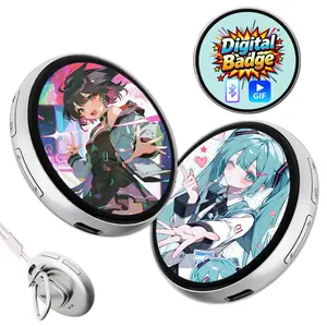 Digital Badge E-Badge Ai Photo Video GIF Display Screen Pins DIY Pixel Touchscreen Magnetic Attachment Lightweight 600mAh Long Battery LifePortable Multi-functional Two-dimensional Anime & Gaming Merchandise & Collectibles Gifts for Men Women