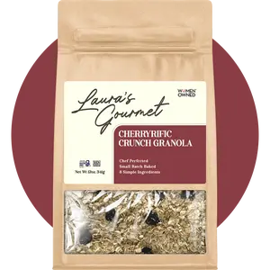 Laura's Gourmet CherryRific Crunch Granola - Whole Dried Tart Cherries, Nutty Flaxseed, Sea Salt - Chef Perfected, Small Batch Baked, 5 Simple Ingredients