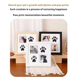 4-Pcs Paw Print Kit + 2 Photo Frame  Inkless Hand and Footprint Kit Mess-Free Paw Print Stamp Pad for Dogs & Cats Clean Touch Ink Pad Dog Paw Print Kit,Dog Nose Print Kit, Ink Pad for Hand and Footprints, Print Photo Frame Kit Paw  Growth Memorabilia