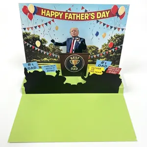 Father's Day Card - Talking 3D Trump Greeting Card with Sound - for Home Surprise, Party Roast & Joke Gag - Funny Presidential Gift for Dad & Husband from Son or Daughter