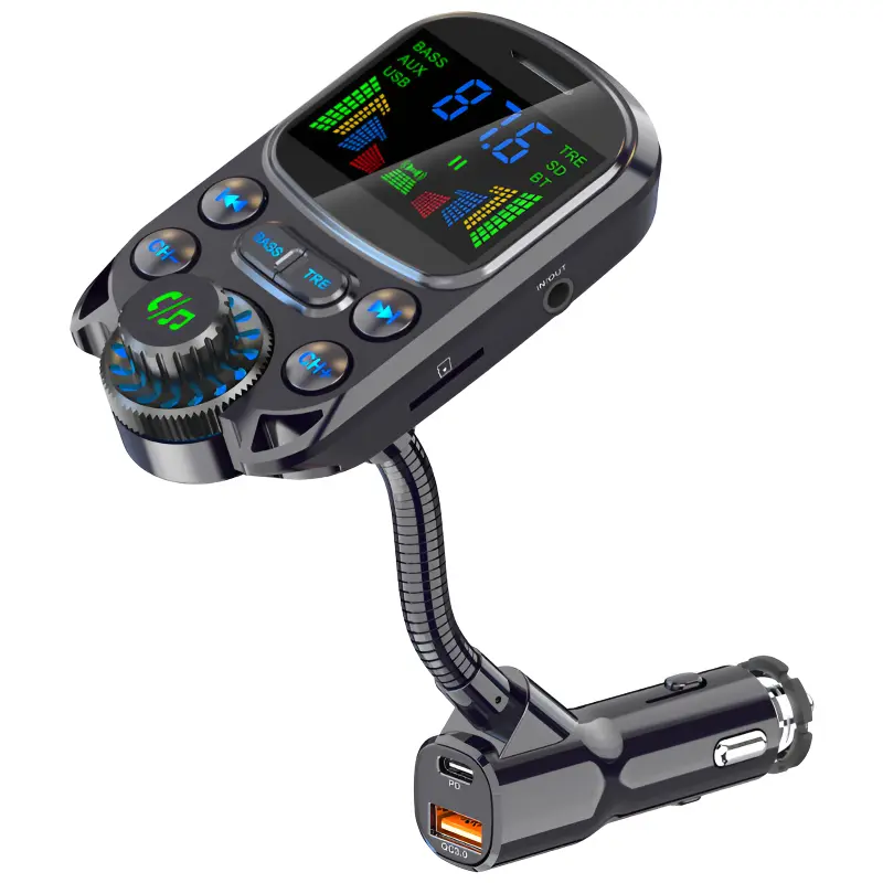 Car Bluetooth FM Transmitter, Bluetooth 5.3 Plug-and-Play Wireless Audio Receiver with Hands-Free Calling, 30W PD Fast Charging for Road Trips, Pd 30W Fast