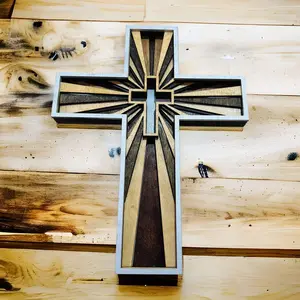 Wall Decoration Cross Box Religious Mandala 3D Wood Layer Art 7126