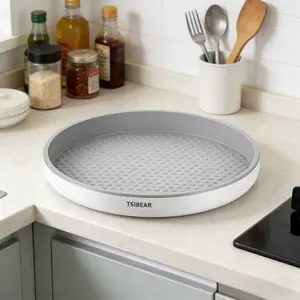 360° Rotating Storage Tray, Single Layer Spice Bottle Holder, Multi-Functional Round Rotation Shelf, Display Storage Rack, Kitchen, Living Room, Bathroom, Bedroom Organizer, Home Storage, Multifunctional Storage Shelf