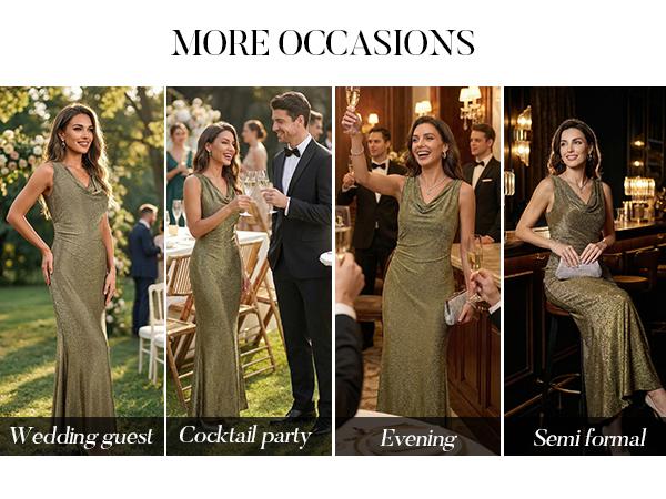 Women's Formal Dresses for Wedding Guest,Cowl Neck Bodycon Dress,Mermaid Evening Gowns Cocktail Dresses for Women LQ299