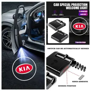 4-Pack Kia Logo Car Door LED Welcome Projector Lights, Compatible with Kia K3/K5/Sportage/Sorento Series Vehicles, Peel-and-Stick Non-Destructive Drill-Free Waterproof Courtesy Lights