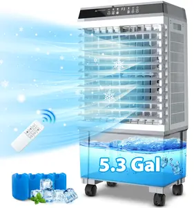 Swamp Cooler, 3-in-1 Evaporative Air Cooler 1800CFM with 12H Timer, Remote Control, 4 Ice Packs & 5.3 Gal Water Tank, 110° Oscillation, 3 Speeds, Portable Cooling Fan for Outdoor Indoor Use