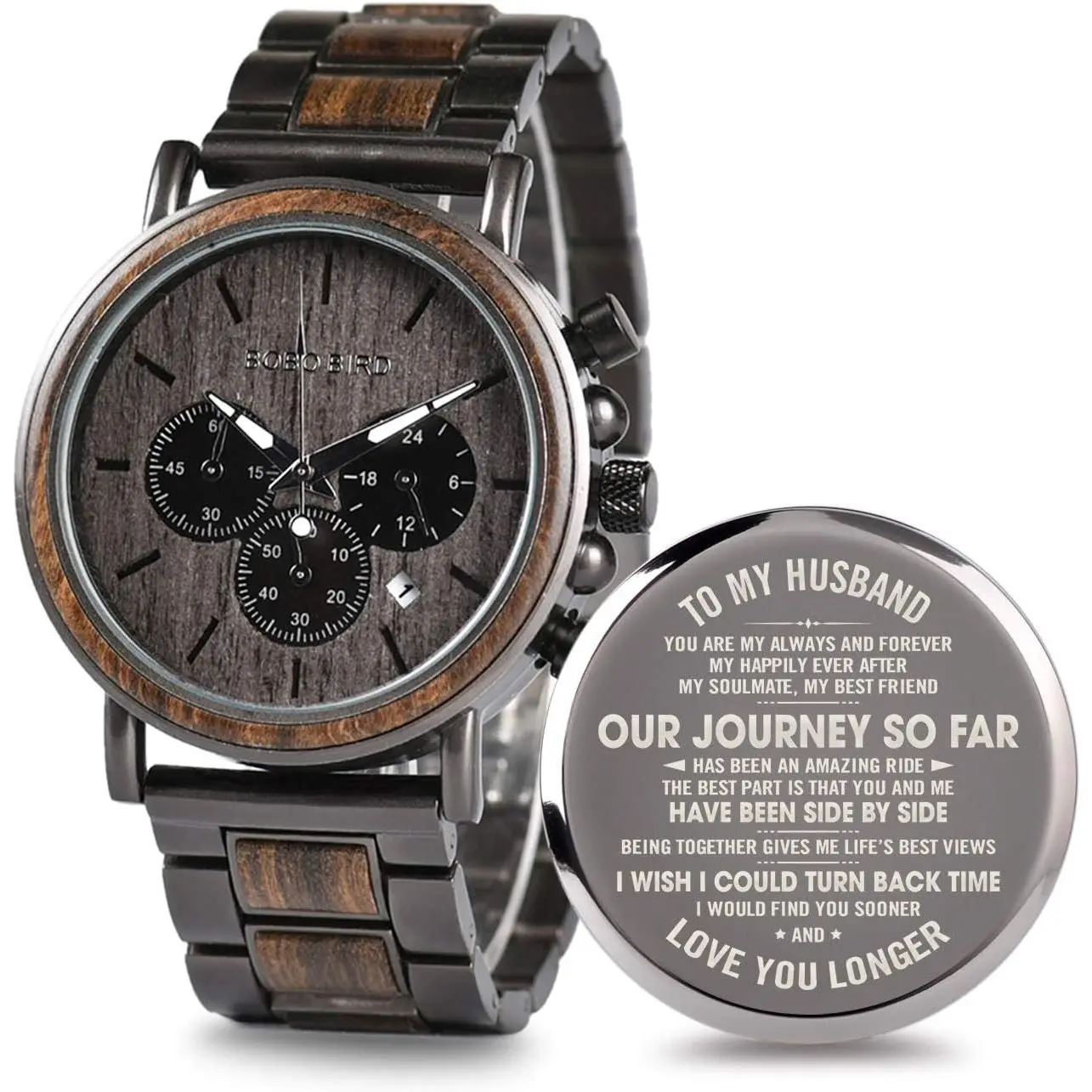 2win Engraved Wooden Watch for Boyfriend My Man Fiancé Husband Customized Personalized Wood Watches for Men Birthday Anniversary Personalized Watch