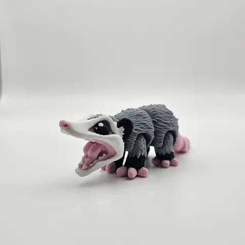 3D Printed Articulating Opossum Figurine Great Gift and Desk Figure