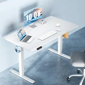 40/48 Inch Electric Height Adjustable Standing Desk Sit Stand Computer Workstation Home Office Gaming Study Table Metal Frame Splice Wood Board with 3 Memory Presets Fit Walking Pad Bedroom Use