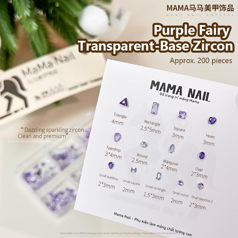 Purple Mix Crystal Flat Back Nail Rhinestones, 6 Grids Super Shiny Fairy Nail Art Decor