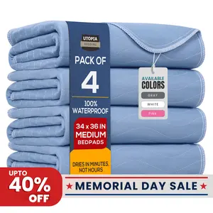 Utopia Bedding Washable Underpads (Pack of 4), Waterproof Reusable Heavy Absorbency Incontinence Bed Pads for Adults, Kids, Elderly and Pets, Bedwetting Pads for Sofa and Couch
