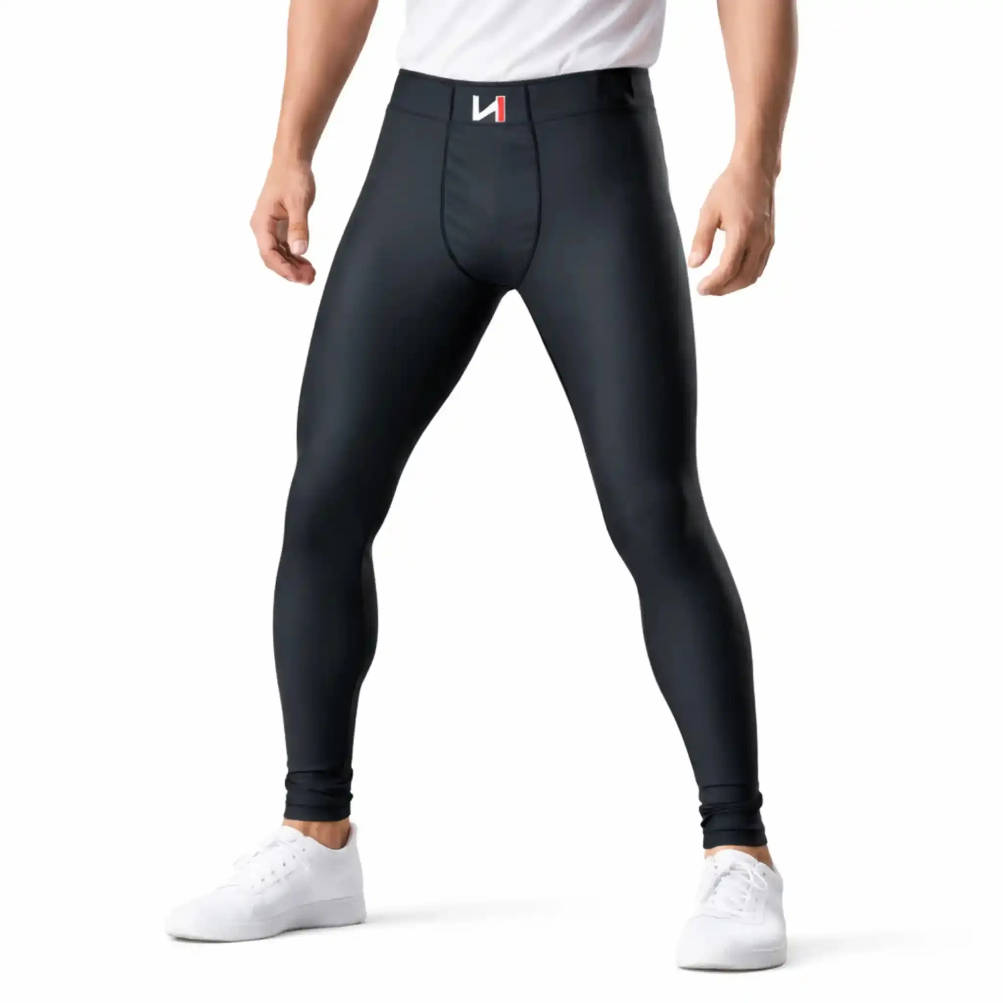 ONEKEEPER High-Rise Waist Goalkeeper Compression Leggings - Slim-Fit, Designed for Male Adults & Juniors, Adjustable Waist Belt, 70% Polyester Lycra, 30% Spandex, Dive-Ready, Durable Through Season, All-Season Soccer Tights, Black, Size S