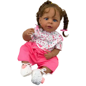 19-inch Black Realistic Newborn Baby That Look Real Reborn Baby Doll Can Enter The Water Bathable Toy with Feeding Kits for Kids and Women Girls