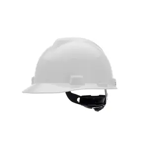 MSA 477482 V-Gard Cap Style Safety Hard Hat With Fas-Trac III Ratchet Suspension |   Polyethylene Shell, Superior Impact Protection, Self Adjusting Crown-Straps - Large Size in White