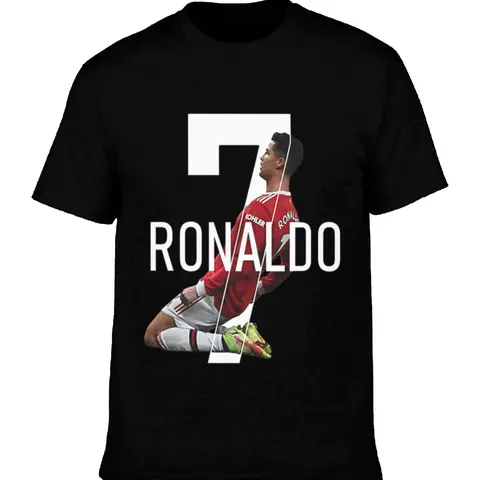Kids Clothing Boys 100% Cotton Crew Neck Ronaldo Graphic Boys' T-Shirts - Short Sleeve C Ronaldo Pattern Tee, Spring-Fall Outdoor Sports Essential, Comfortable Birthday Gift Top