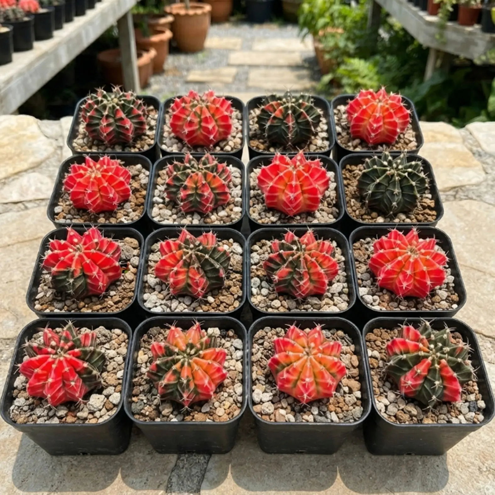 Variegated Gymnocalycium Mihanovichii Cactus - Bagged Low-Maintenance Succulent for Partial Sun, Decorative Indoor Home Garden Supplies