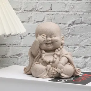 Buddha Statue Decoration Craft, 1 Count Cute Desktop Ornament, Home Decor Supplies for Living Room Bedroom Office, Religious Home Decor, Room Decor, Home Decor