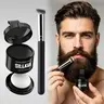 SILLKVA Magic Root Cover Beard Powder & Concealer Brush Set - Men's 4g Unscented Facial Makeup, Instant Gray Coverage, Beard Sparse Line Filler, Lightweight, Natural Fuller Look, Waterproof, Long-Lasting, Easy to Blend, Removable Daily Grooming Tool