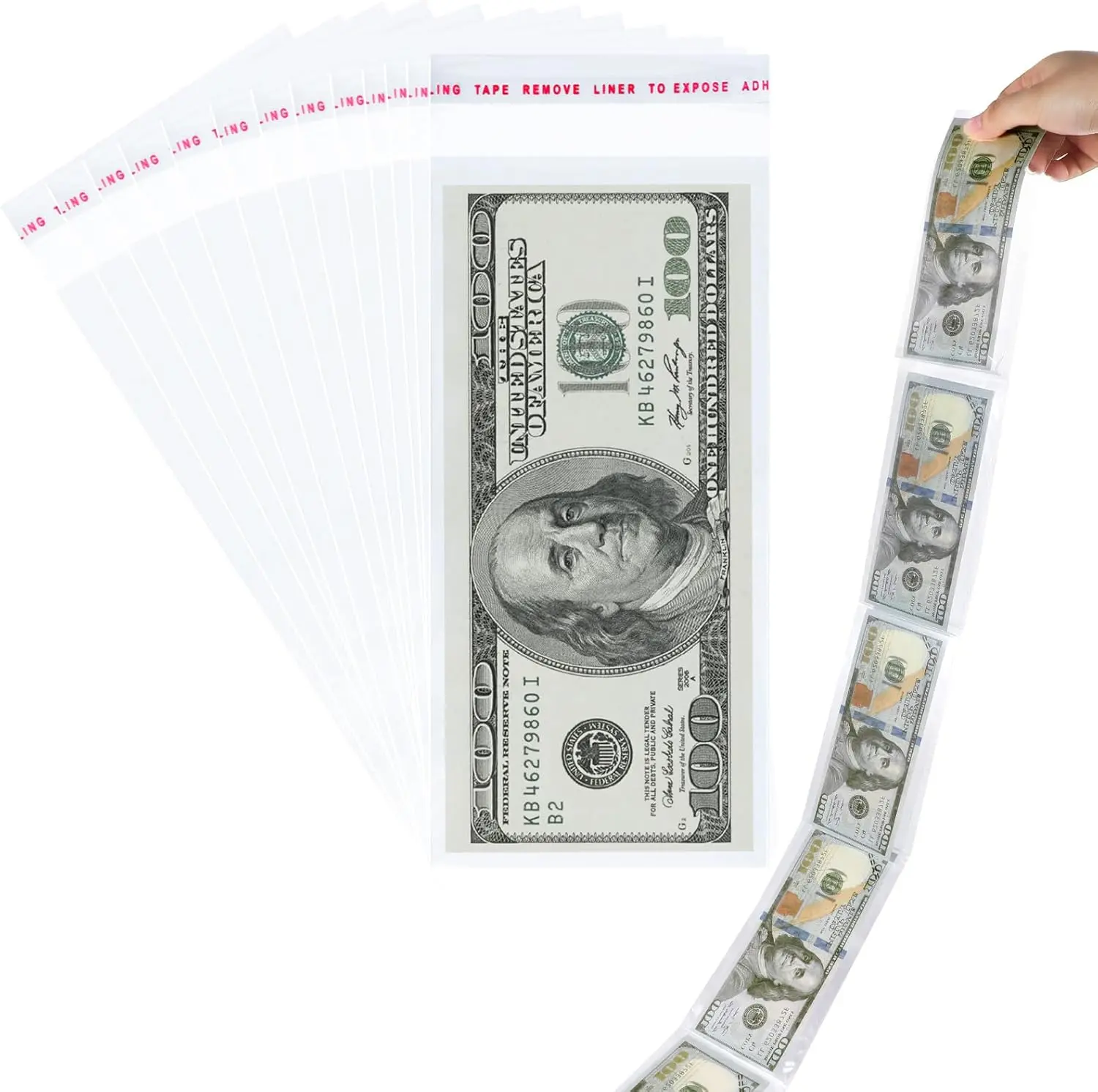100Pcs Self-Sealing Transparent Cellophane Cake Money Gift Box Packaging Currency Sleeves - 3.1in x 6.7in, 3mils, Double-Sided High Clarity, Moisture-Proof, Food-Safe, Shelf-Life Extending for Office Stationery & Postal Supplies