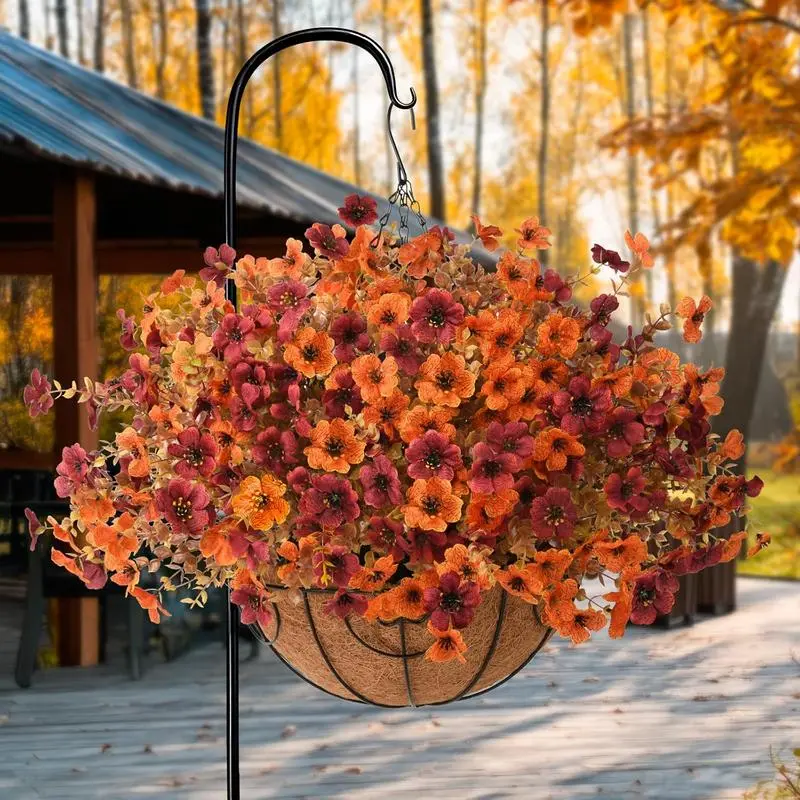 Artificial Fall Flowers,UV Resistant Faux Autumn Flower Bushes for Outdoor & Indoor Decoration,Front Porch,Window Boxes,Hanging Baskets,Patio,Garden, Halloween & Thanksgiving Decor