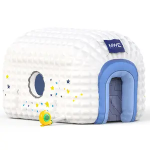 MWE Inflatable Night Club Tent with Two sides doors for Events, Free Customized logo, Adhesive Movie Screen, 6 Built-in Hooks, Light Decorations