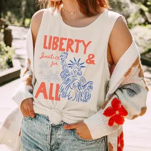 Comfort Colors Liberty and Justice for All Tank - USA 250th Anniversary 4th of July Tank Top RQFCA