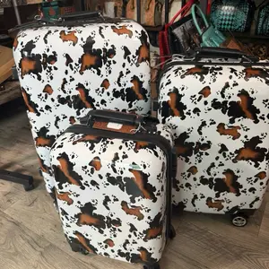Cow Print Luggage, Lightweight Hardshell Suitcase with 360-Degree Rotating Wheels for Travel