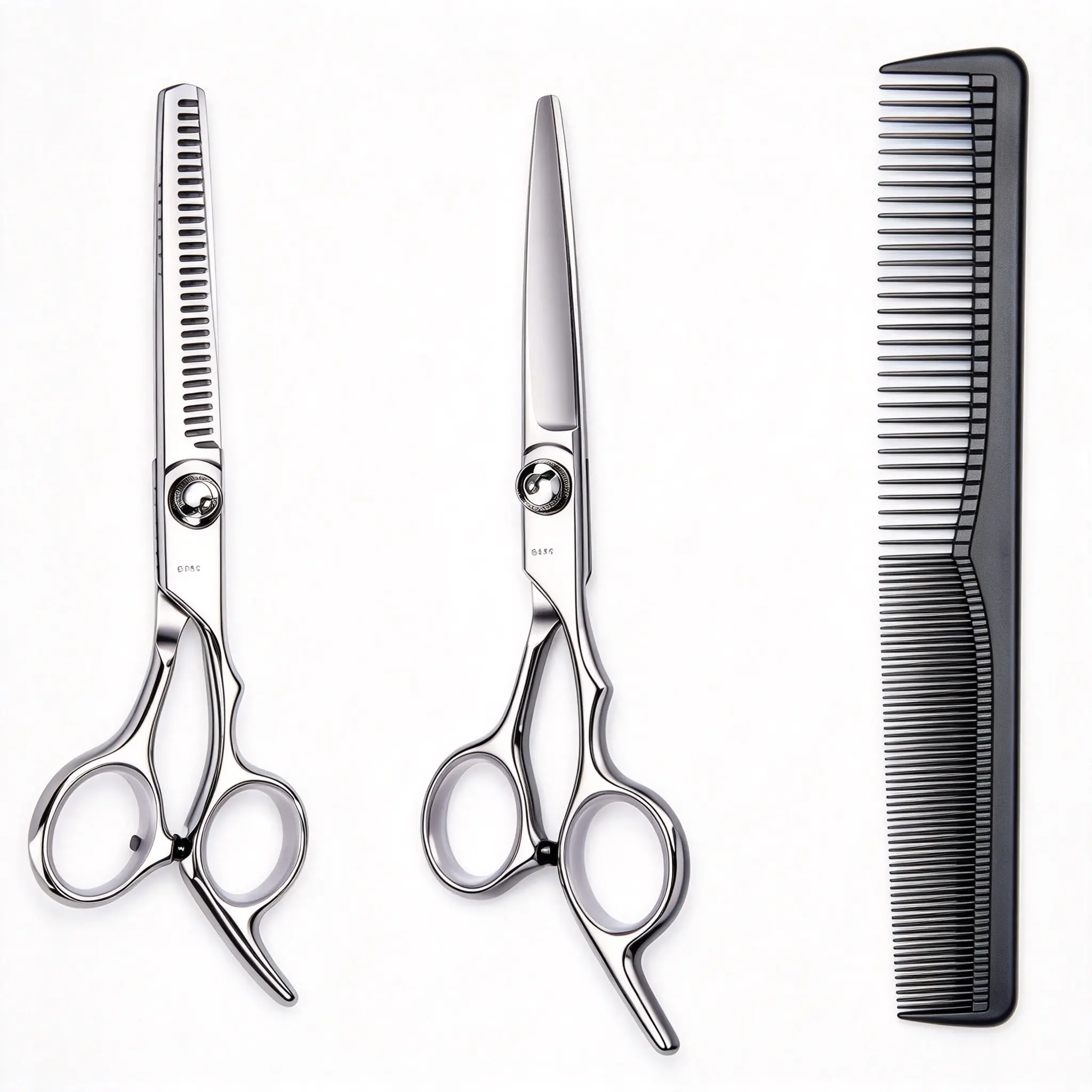 3Pcs Unisex Hair Cutting Trimming Set - Stainless Steel Straight Cut Gear, Thinning Shears, Dual-Sided Comb, Rust-Resistant, Ergonomic Non-Slip Handle, Compact Portable Salon & Barber Equipment for Home Haircuts
