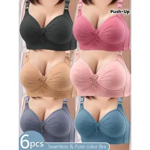 6-piece set of women's sexy wireless seamless push-up bras