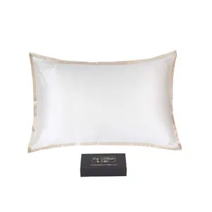 Queen-size 100% 6A+ 22 Momme Mulberry Silk Pillow Sham - Cream + Caramel