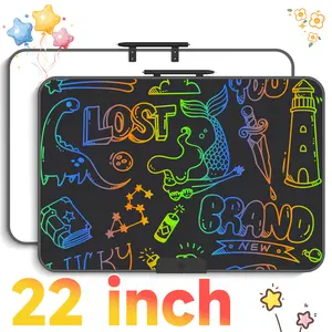 22 Inch LCD Writing Tablet with Stylus Pen, Reusable Doodle Board for Kids Ages 3-9, Type-C Rechargeable Drawing Pad, Educational Travel Toy for Boys and Girls Birthday & Holiday Gifts Black Charging Screen Toddler School