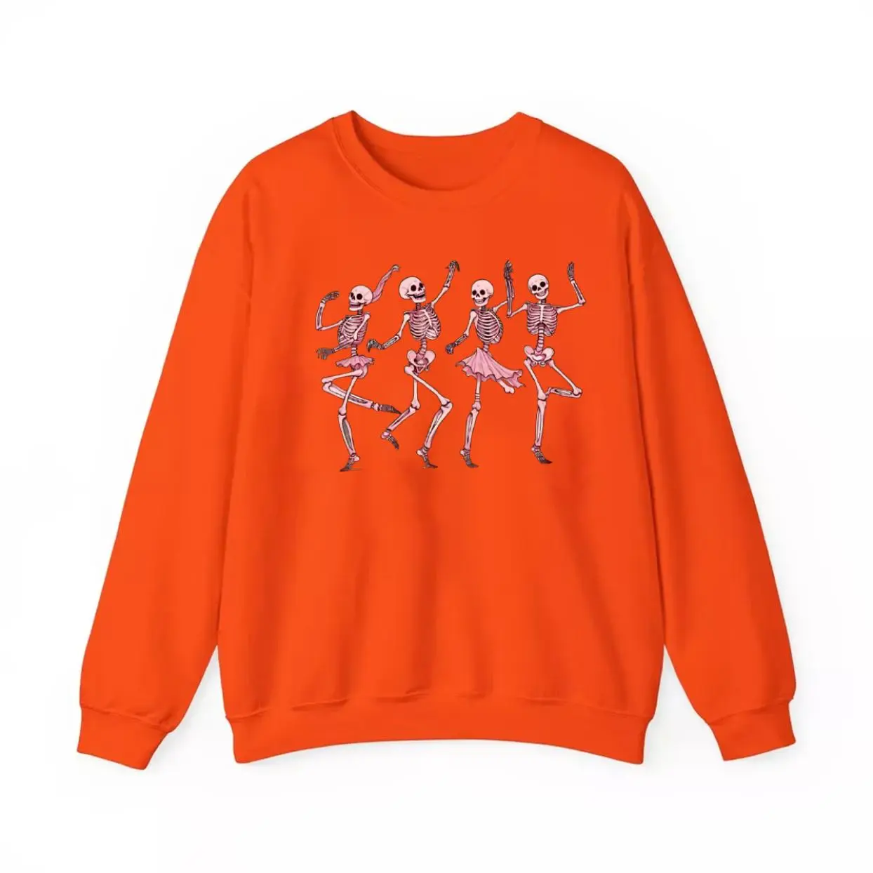 Pink Coquette Dancing Skeleton Halloween Sweatshirt, Breast Cancer Halloween Sweater, Skeletons Pink Ribbon Tee, Perfect Fit, Ultimate Comfort, Easy to Wear