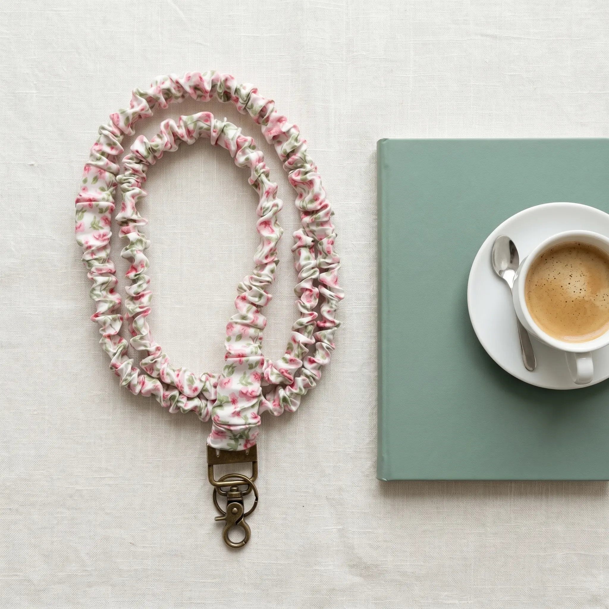 Soft Hypoallergenic Tangle-Free Stretchy PVC Lanyard 17.5In Coffee Color | Handmade Good Luck Charm for ID Badges Keys Phones Backpack Tags Teacher Student Women-MM1
