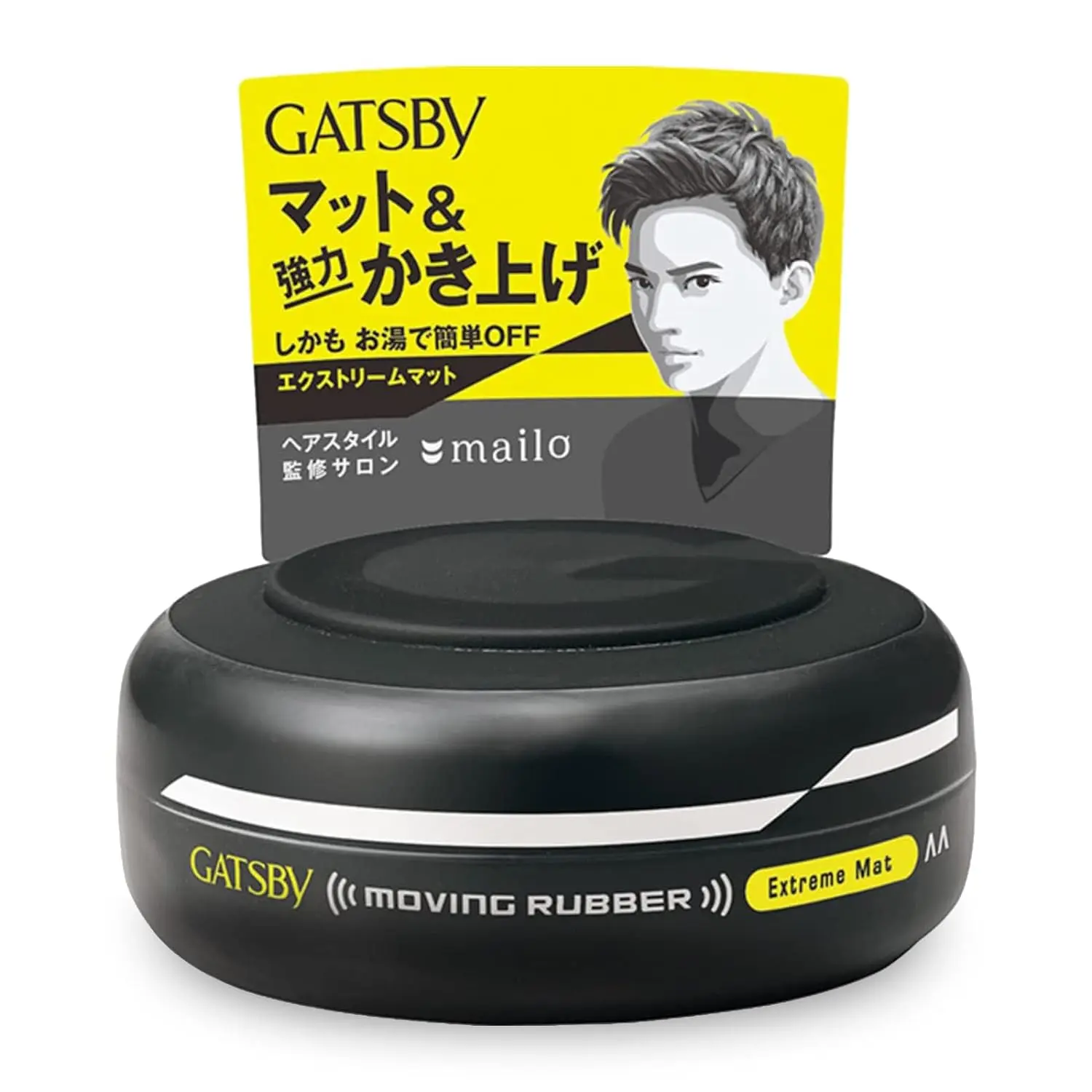 Mandom GATSBY Moving Rubber Extreme Mat Hair Styling Wax - Strong Hold, Matte Finish, Fragrance-Infused Normal Haircare Product, 80g/2.8oz Matte Hold Mousse & Gel Alternative