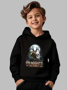 Fantasy Forest Hoodie, Boys' 99 Nights in the Forest Jacket, Cartoon Deer Pattern, Fall & Winter Casual Wear