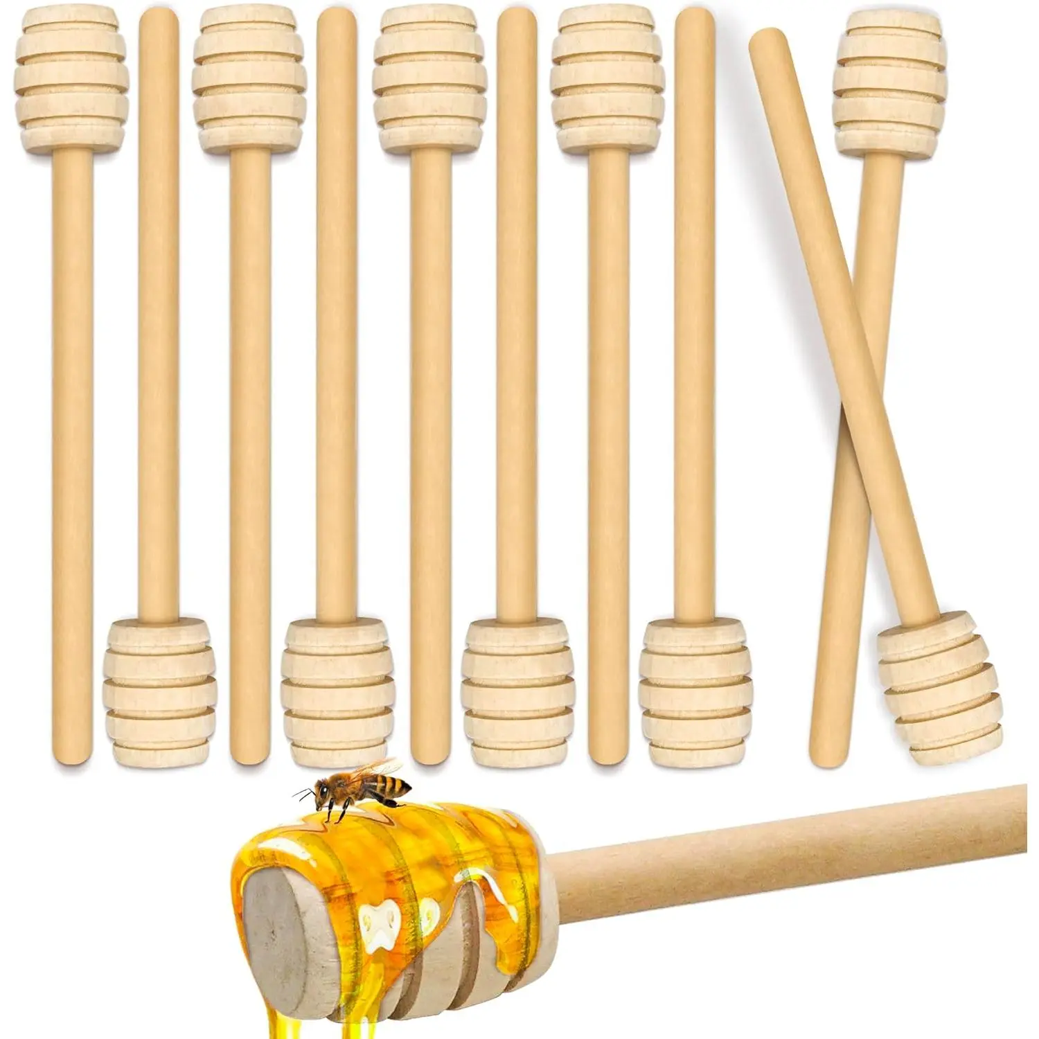 10 count Honey Dipper Sticks - 6 Inch Wooden Honeycomb Sticks, Honey Stirrer Stick For Honey Jar Dispense Drizzle Honey and Wedding Party Favors