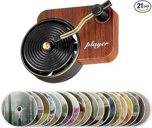 12pcs Retro Gramophone Style Car Air Outlet Decoration Classical Classic Reproduction Enhance Car Style Turntable Fresh Interior Diffusers Van Accessories Replacement
