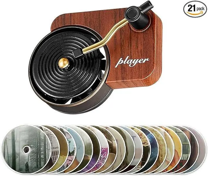 12pcs Retro Gramophone Style Car Air Outlet Decoration Classical Classic Reproduction Enhance Car Style Turntable Fresh Interior Diffusers Van Accessories Replacement
