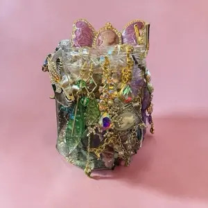 Fairy Princess Jewelry Jar Theme 25-Piece Set Includes Necklaces Earrings Rings Bracelets Cameos and Brooches