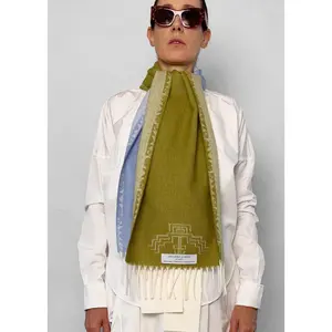 SCARF - Baby Alpaca moss green / light blue