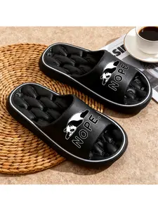 1pc Cute Panda Print Slippers | Hollow Out Breathable Large Size Couple Style, Beach Shoes Same Breathable Version, Home Bathroom & Outdoor, Easy Clean Hand-Washable, Women Shoes