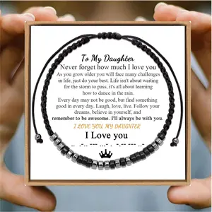 Saluvu Morse Code Bracelet, I Love You Morse Code Bracelet For Daughter, Adjustable Personalized Inspirational Bracelets, Birthday Gift for Daughter