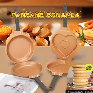 Non-Stick Iron Skillet Set, Cookware Nonstick, Dual-Sided Griddle Pan, Pancake Maker, Egg Roll Grill, Easy Flip Frying Pans for Fluffy Pancakes & Omelets