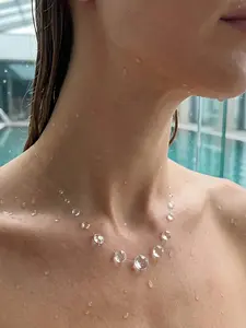 Minimalist Clear Drop Pendant Necklace Elegant Choker Lariat Necklaces for Women Summer Beach Aesthetic Fashion Jewelry Birthday Gift for Her, 1 Piece