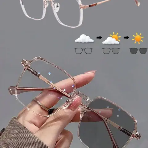 Women's ShineThru Classic Fashion Glasses - Full-Frame Lightweight Eyewear, Non-Prescription Photochromic Blue-Light Block Lenses, Minimalist Modern Eye Fashion Frames, Ideal for Daily Wear