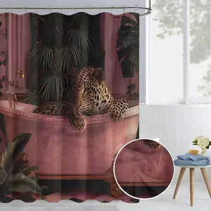 Sun&moon Pattern Patchwork Print Shower Curtains Set, 1pc Colorful Bathroom Curtain with 12 Hooks, Ideal for Home Hotel Salon Dormitory