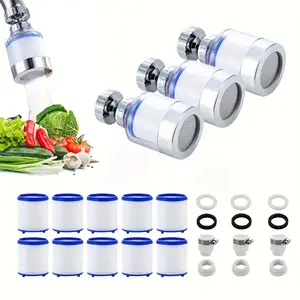 3-Pack Universal  360 ° Rotatable Faucet Water Filter - Tap Purifier with Adjustable Extension for Kitchen Sink - Removes Chlorine Fluoride Heavy Metals Hard Water for Home Kitchen & Bathroom
