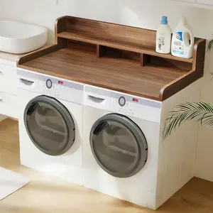 Washer Dryer Countertop, MDF Laundry Organizer, 58"x28" Double Layer with Non-slip Pads, for Laundry Room, Walnut