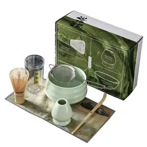 7-Piece Japanese Matcha Set, Includes Matcha Bowl with Spout, Bamboo Whisk, Stand, Sieve, Spoon, Tea Towel, Traditional Tea Accessories, Tea Making Tools